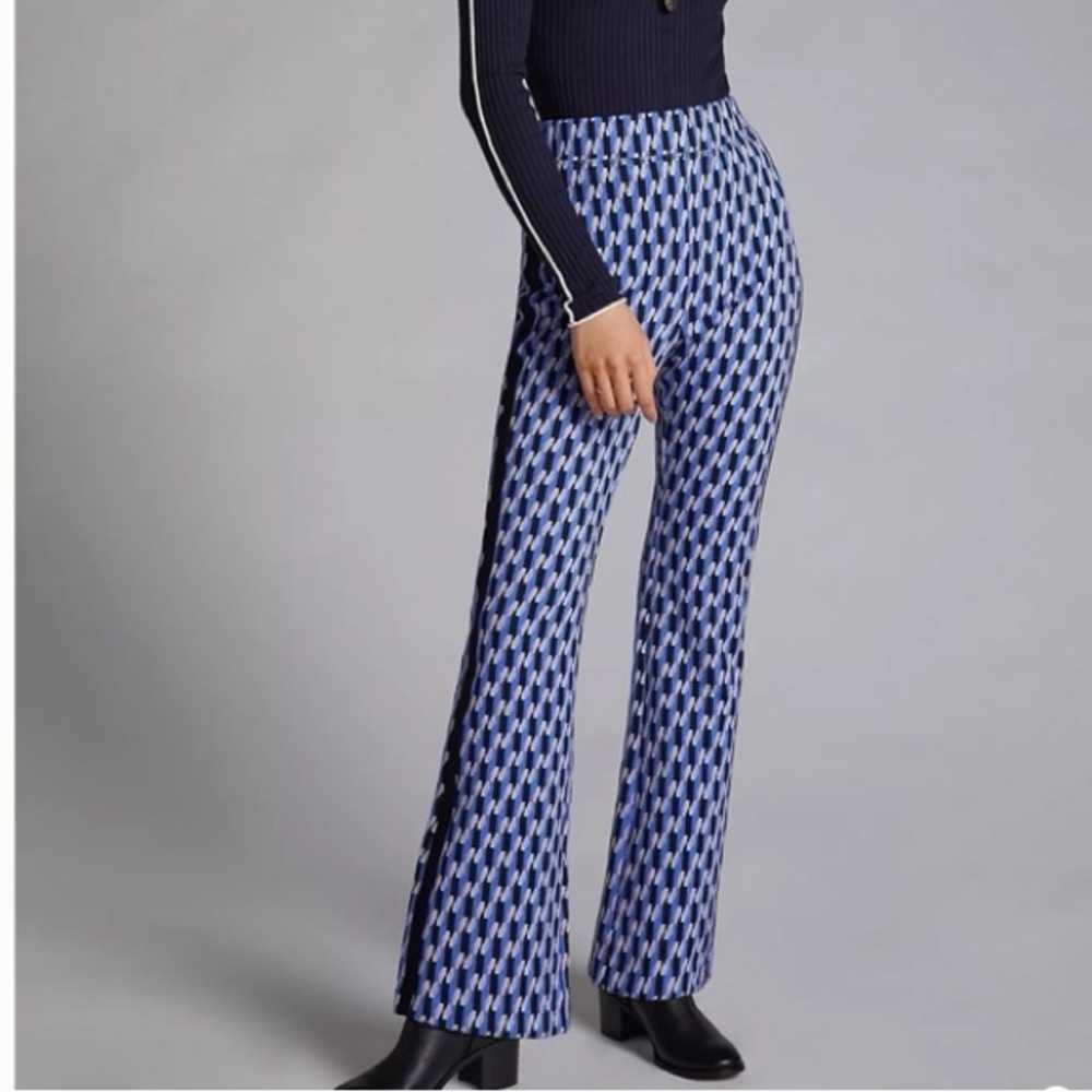 Maeve Blue Geometric Print Bootcut Pants